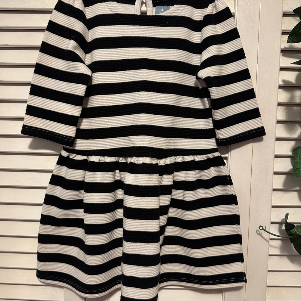 Black and White Striped Kids Dress